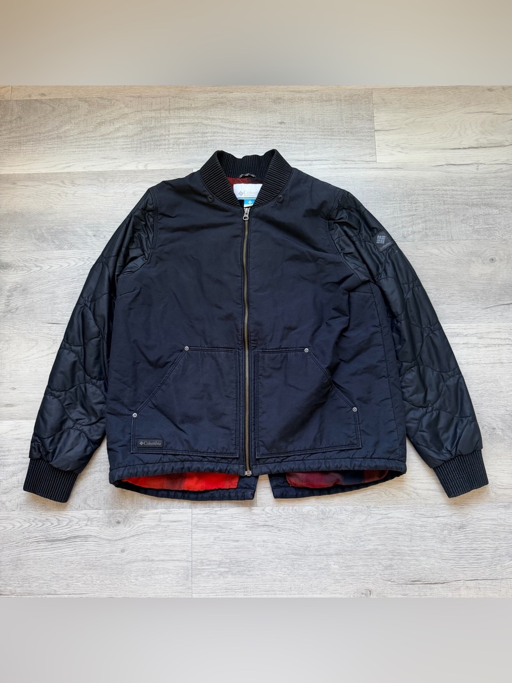 Columbia Men's Black Bomber Jacket with Red Lining
